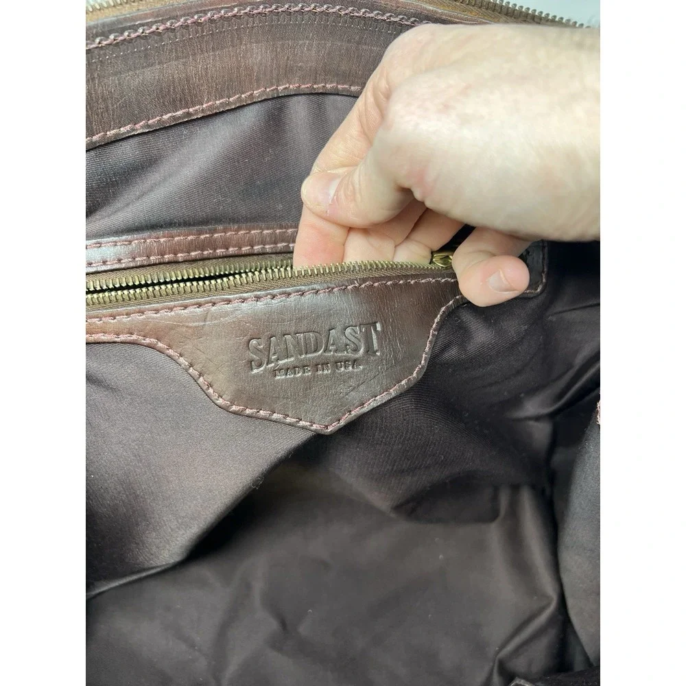 Sandast Sac De Jour‎ Travel Business Bag leather Rare Brown Patina Briefcase